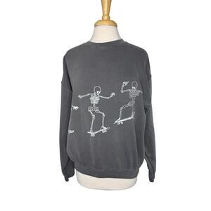 PROJECT SOCIAL T URBAN OUTFITTERS Skater Skeleton Sweatshirt Gray Small Medium